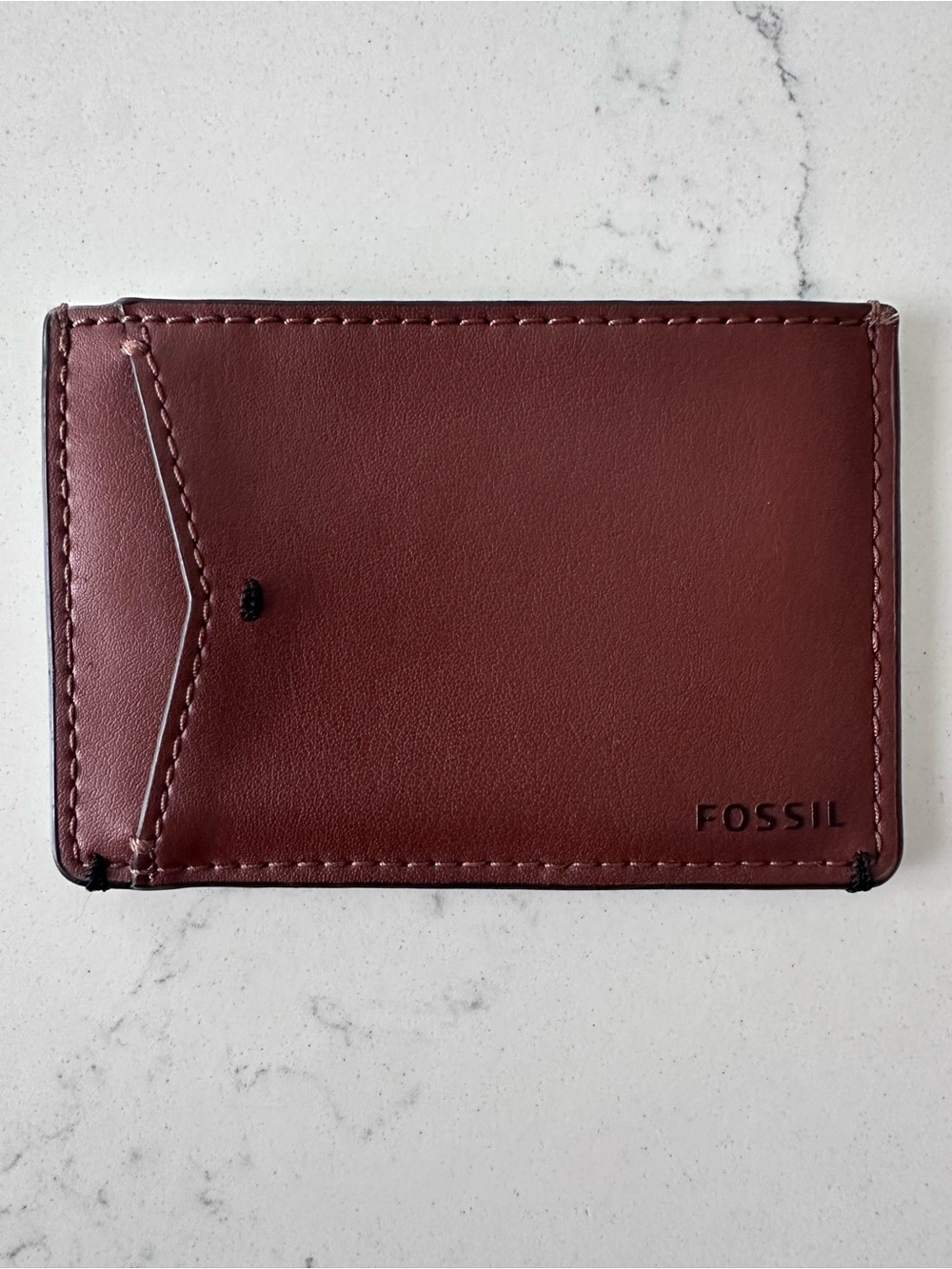 Fossil Brown Vegan Leather  Joshua Card Holder Slim Wallet